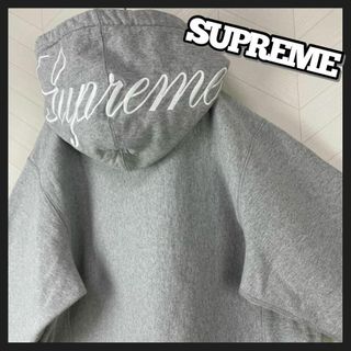 激レア 即完品 supreme フードロゴ パーカー 刺繍 筆記体 デカロゴ L