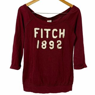 アバクロンビーアンドフィッチ(Abercrombie&Fitch)のAbercrombie&Fitch Tシャツ トップス ワインレッド ロゴ 古着(Tシャツ(半袖/袖なし))