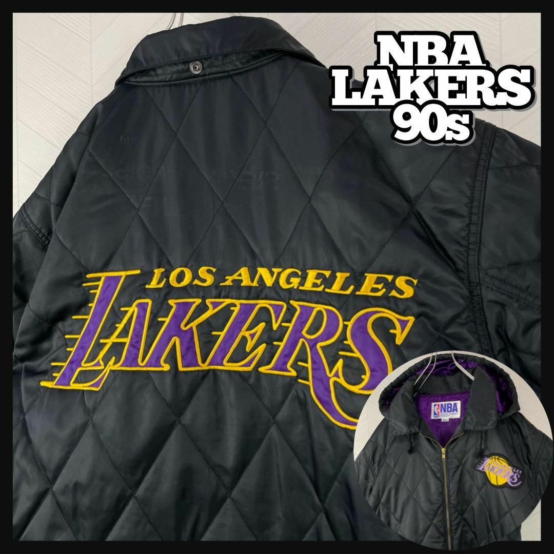 入手困難 90s NBA レイカーズ ナイロン 中綿 ジャケット キルティング