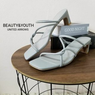 ビューティアンドユースユナイテッドアローズ(BEAUTY&YOUTH UNITED ARROWS)の新品未使用BEAUTY&YOUTHクロスセットバックヒールサンダル38グレー(サンダル)