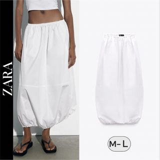 ザラ(ZARA)のZARA　ザラ　ストッパーディテール ミディスカート　M-L (M-L 号)(ロングスカート)