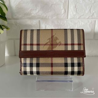 バーバリー(BURBERRY)のBurberry バーバリー　二つ折り　ベージュ  ノバチェック　レザー(折り財布)