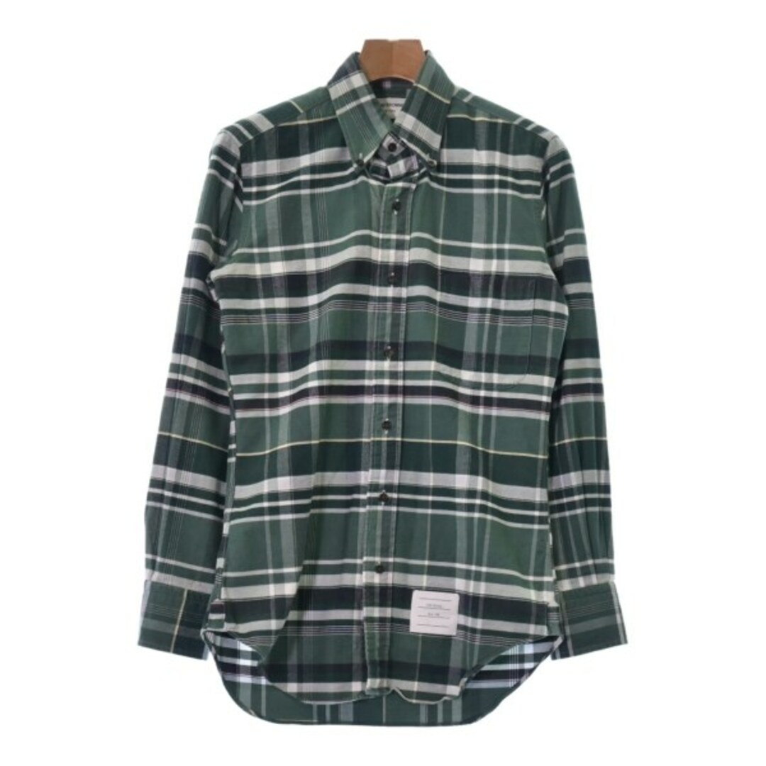 THOM BROWNE カジュアルシャツ 0(S位) 緑x白x紺(チェック)