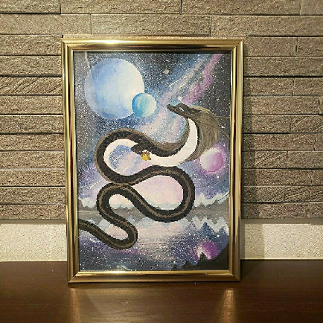 No.1 原画 龍神様 開運 絵画 龍神 金運 黒龍 風水