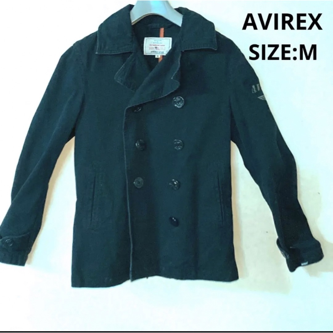 AVIREX(アヴィレックス)の【綺麗中古品・送料込み】AVIREX SIZE:M 黒色シンプルピーコート メンズのジャケット/アウター(ピーコート)の商品写真