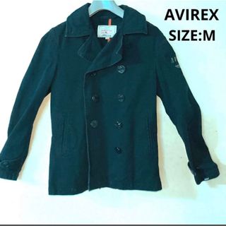 アヴィレックス(AVIREX)の【綺麗中古品・送料込み】AVIREX SIZE:M 黒色シンプルピーコート(ピーコート)