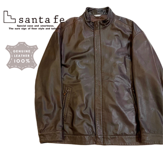 【美品】デュアル　サンタフェ　レザー シャツジャケット　ブラウン　L　サイズ50