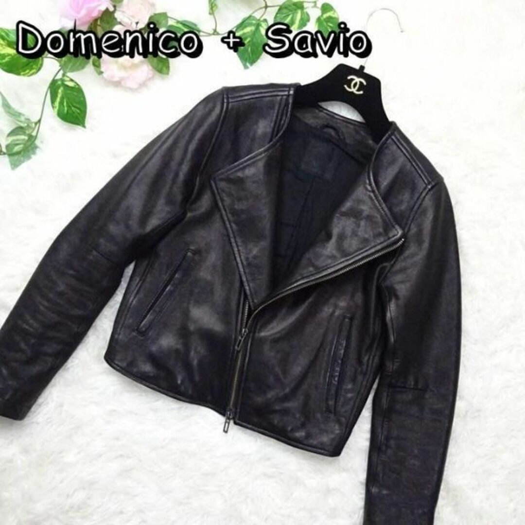 DOMENICO+SAVIO　ゴートレザーダブルライダースジャケット　黒　36