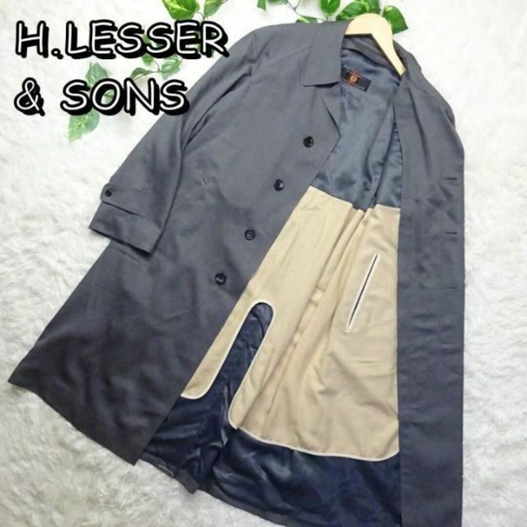 H.LESSER & SONS ステンカラーコート ラグランコート シルク L