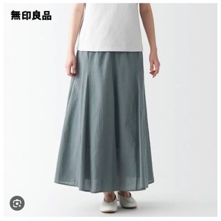 ムジルシリョウヒン(MUJI (無印良品))の強撚ボイルマキシスカート　スモーキーグリーン(ロングスカート)