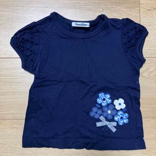 ファミリア(familiar)のファミリア　Tシャツ　刺繍　リボン　100 花(Tシャツ/カットソー)