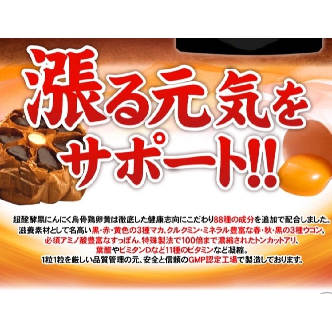 発酵黒にんにく卵黄サプリ+（マカ　ウコン　ビタミン　アミノ酸など）12ケ月分 食品/飲料/酒の加工食品(その他)の商品写真