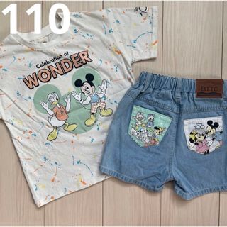 ディズニー(Disney)の【Disney】リトシー ミッキー☆ドナルド Tシャツ☆ハーフパンツ 110(Tシャツ/カットソー)