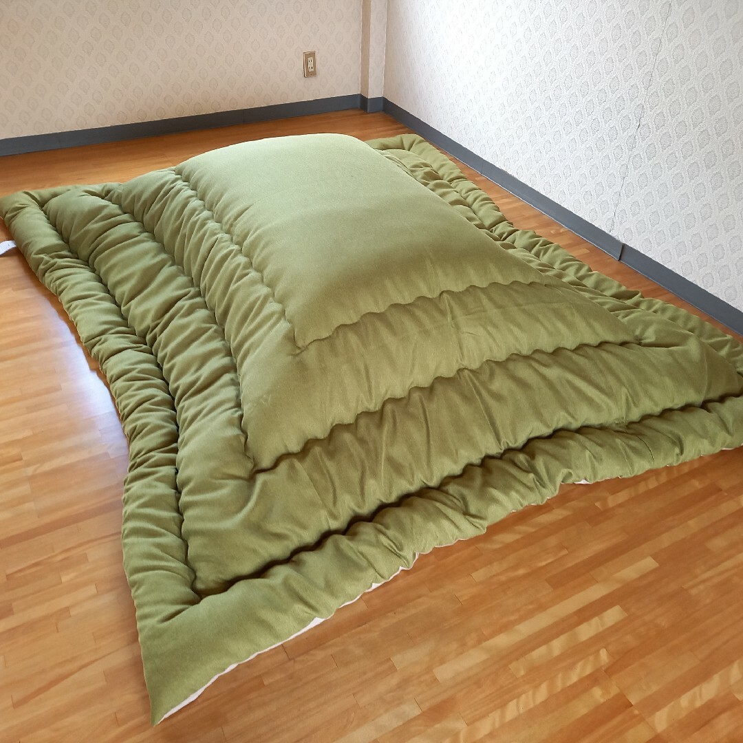 超撥水加工 厚手 生地 こたつ布団 正方形 グリーン  清潔 安心 日本製