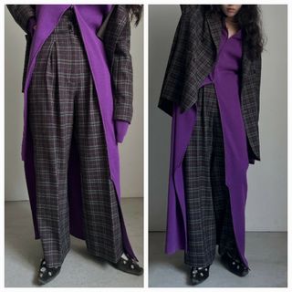 アメリヴィンテージ(Ameri VINTAGE)のAmeriVINTAGE 2WAY WIDE BELT CHECK PANTS(カジュアルパンツ)