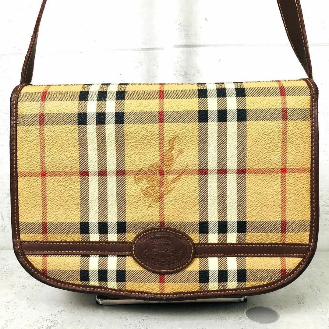 極美品 バーバリー ショルダーバッグ ノバチェック シャドーホース