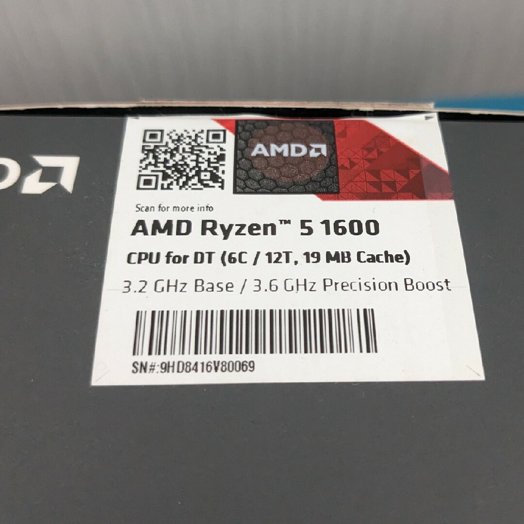 AMD(エーエムディー)のAMD Ryzen 5 1600 BOX スマホ/家電/カメラのPC/タブレット(PCパーツ)の商品写真