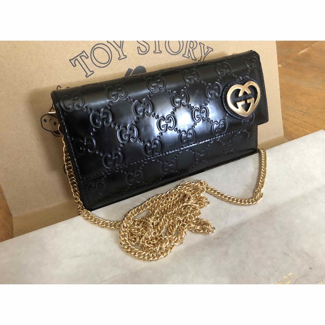 Gucci(グッチ)の【美品】GUCCI グッチ ラブリーハート 長財布チェーンショルダー ウォレット レディースのファッション小物(財布)の商品写真