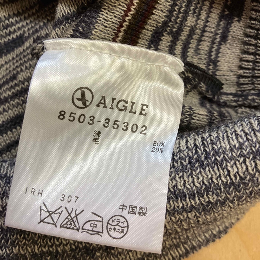 AIGLE(エーグル)のAIGLE エーグル　ニット　セーター　カーディガン　ボーダー　ジャケット　L メンズのトップス(ニット/セーター)の商品写真