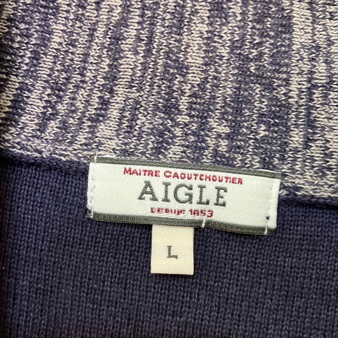 AIGLE(エーグル)のAIGLE エーグル　ニット　セーター　カーディガン　ボーダー　ジャケット　L メンズのトップス(ニット/セーター)の商品写真