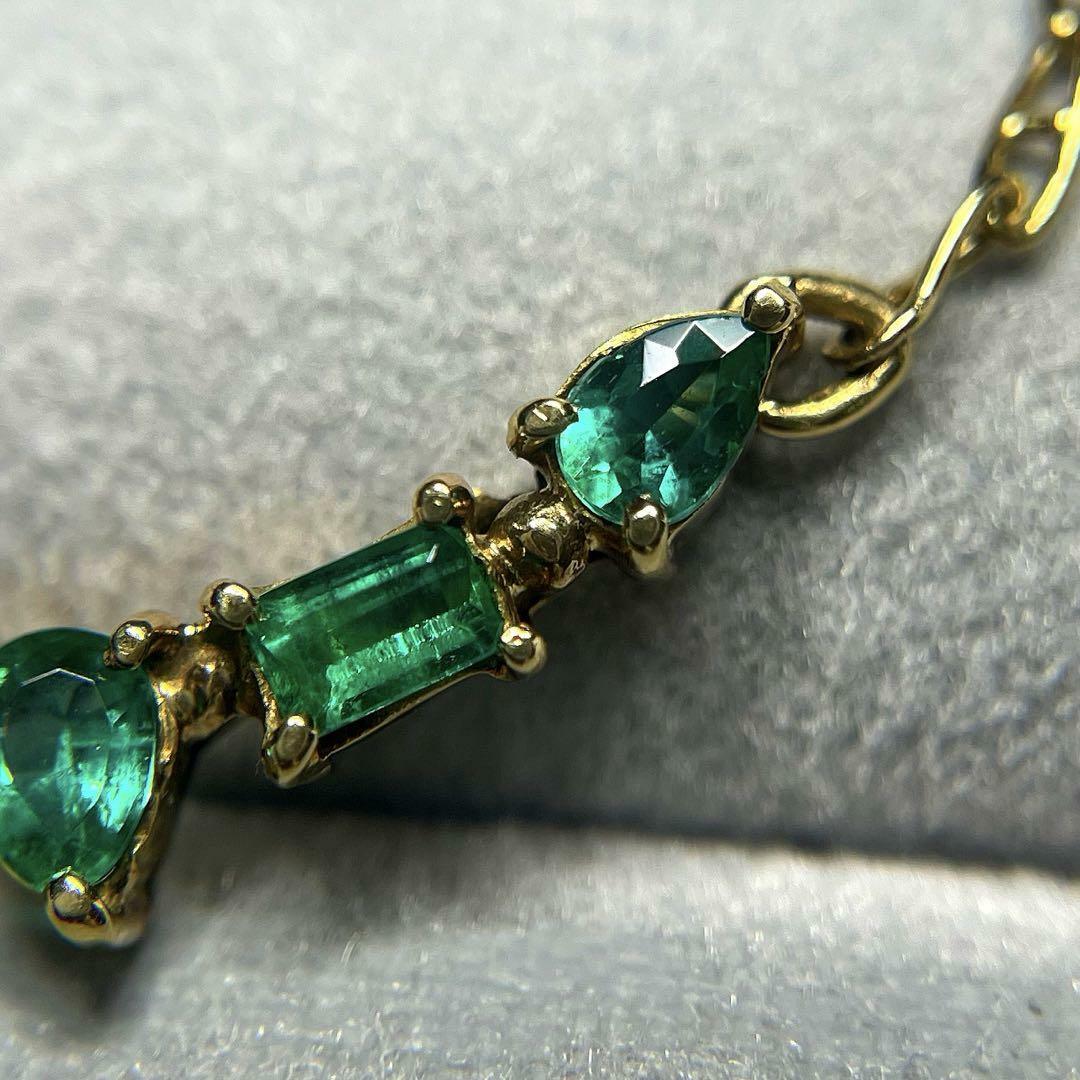 JH279☆高級エメラルド約0.5ct K18 ネックレス ソーテ付-s.bawaseq.com