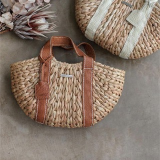 バッグroom306 Handle Leather Round Basket Bag