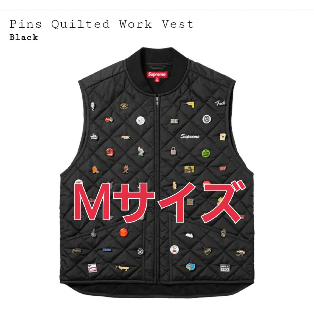 Supreme(シュプリーム)のSupreme★Pins Quilted Work Vestピンズベストブラック メンズのジャケット/アウター(ダウンベスト)の商品写真