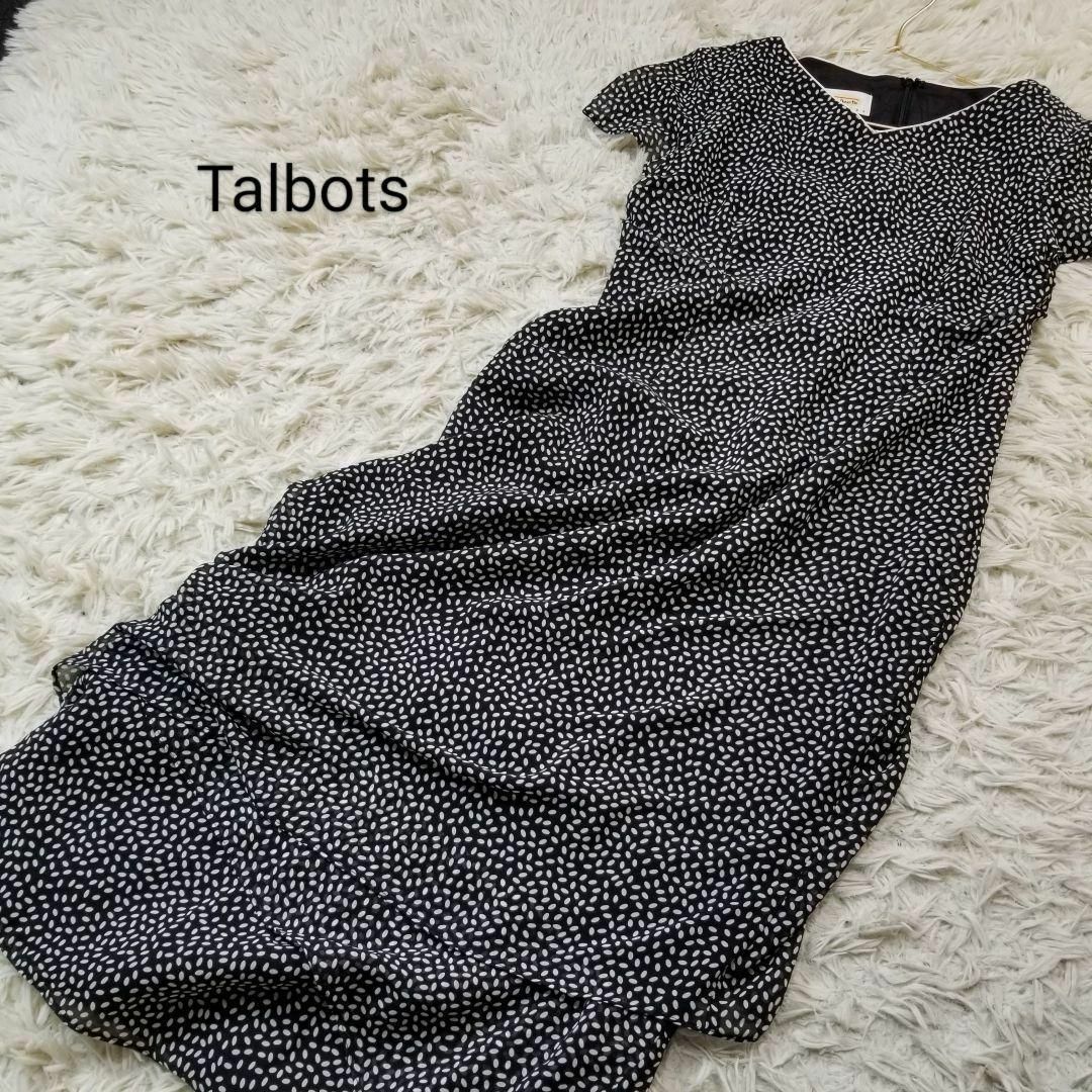 TALBOTS(タルボット)のTalbots総柄ティアードシフォンマキシワンピース海外6黒白アメリカ製 レディースのワンピース(ロングワンピース/マキシワンピース)の商品写真