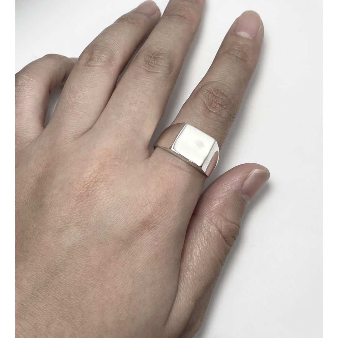 スクエアシグネット　印台silver925リング　クッションポリッシュ27号2K メンズのアクセサリー(リング(指輪))の商品写真
