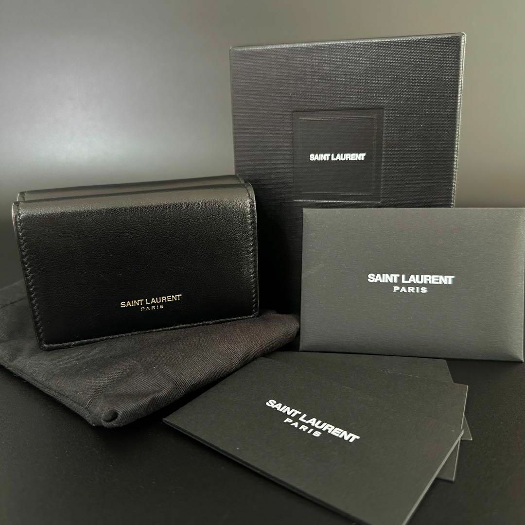 極美品 サンローラン Saint Laurent 三つ折り財布 コンパクト本革レザーサイズ