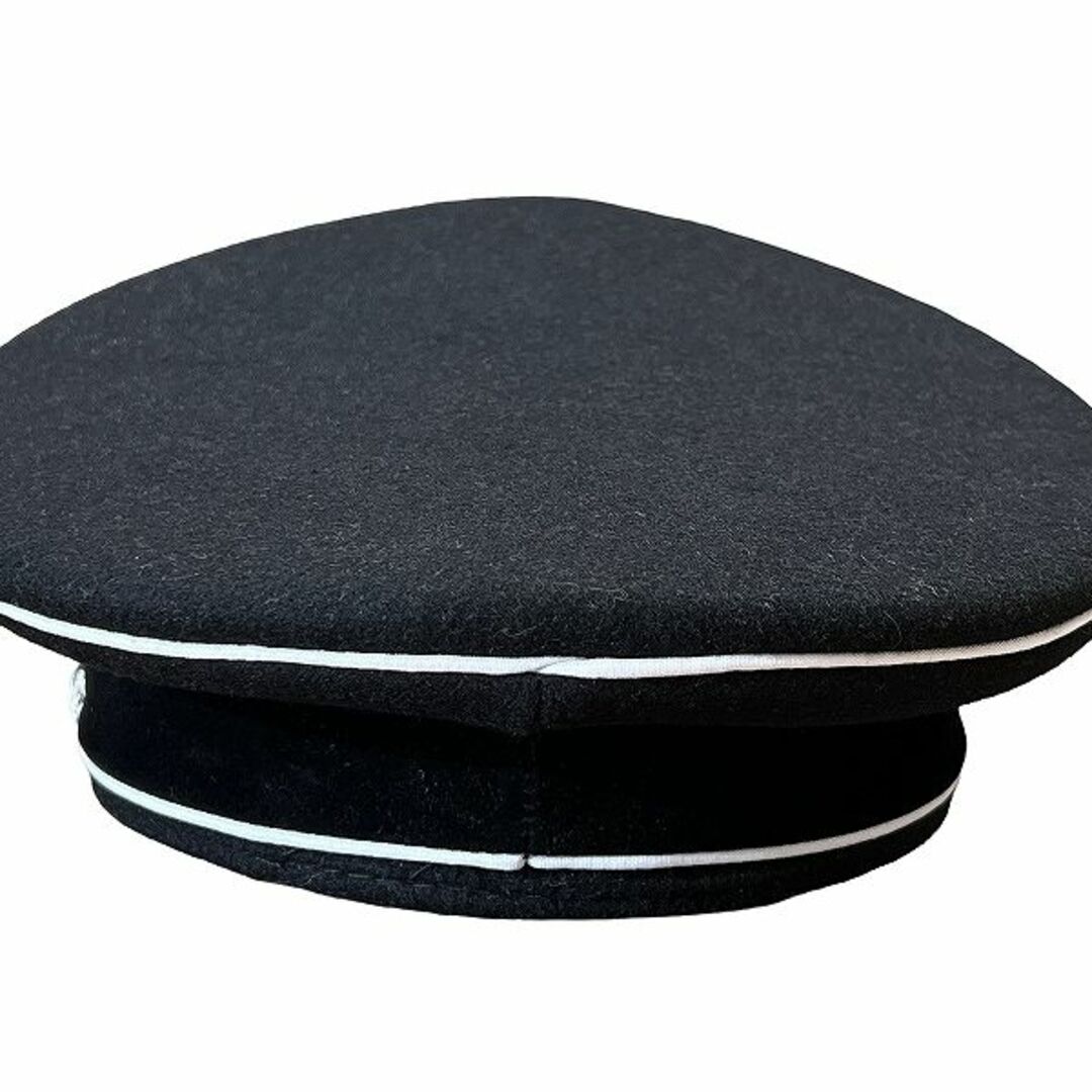 新品未使用 白銀チンコード付 ドイツ軍 複製 親衛隊 制帽 帽子 黒 58cm