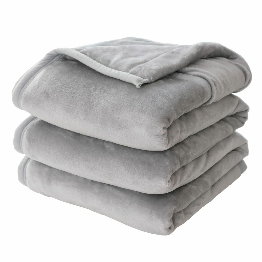 リプラクオール 合わせ毛布 シングル グレー 中綿入り 三層構造 フランネル 毛