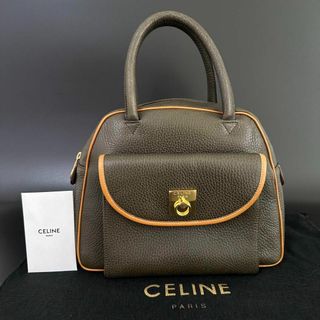 セリーヌ(celine)の美品 セリーヌ CELINE ハンドバッグ ロゴ金具 トリオンフ グリーン(ハンドバッグ)