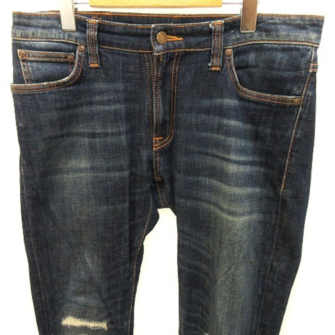 Nudie Jeans(ヌーディジーンズ)のヌーディージーンズ デニムパンツ ダメージ コットン インディゴブルー L位 メンズのパンツ(デニム/ジーンズ)の商品写真
