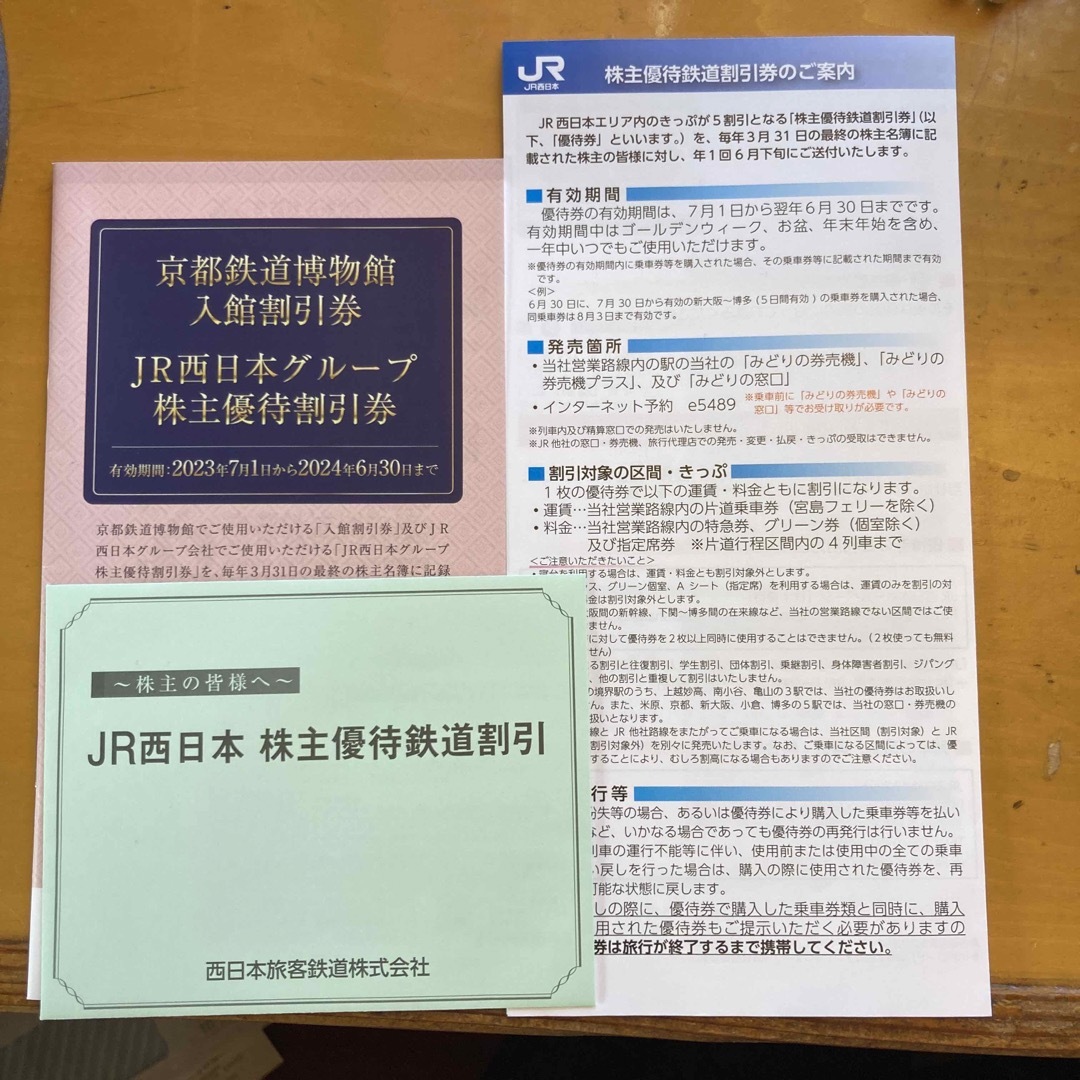 JR西日本　株主優待鉄道割引