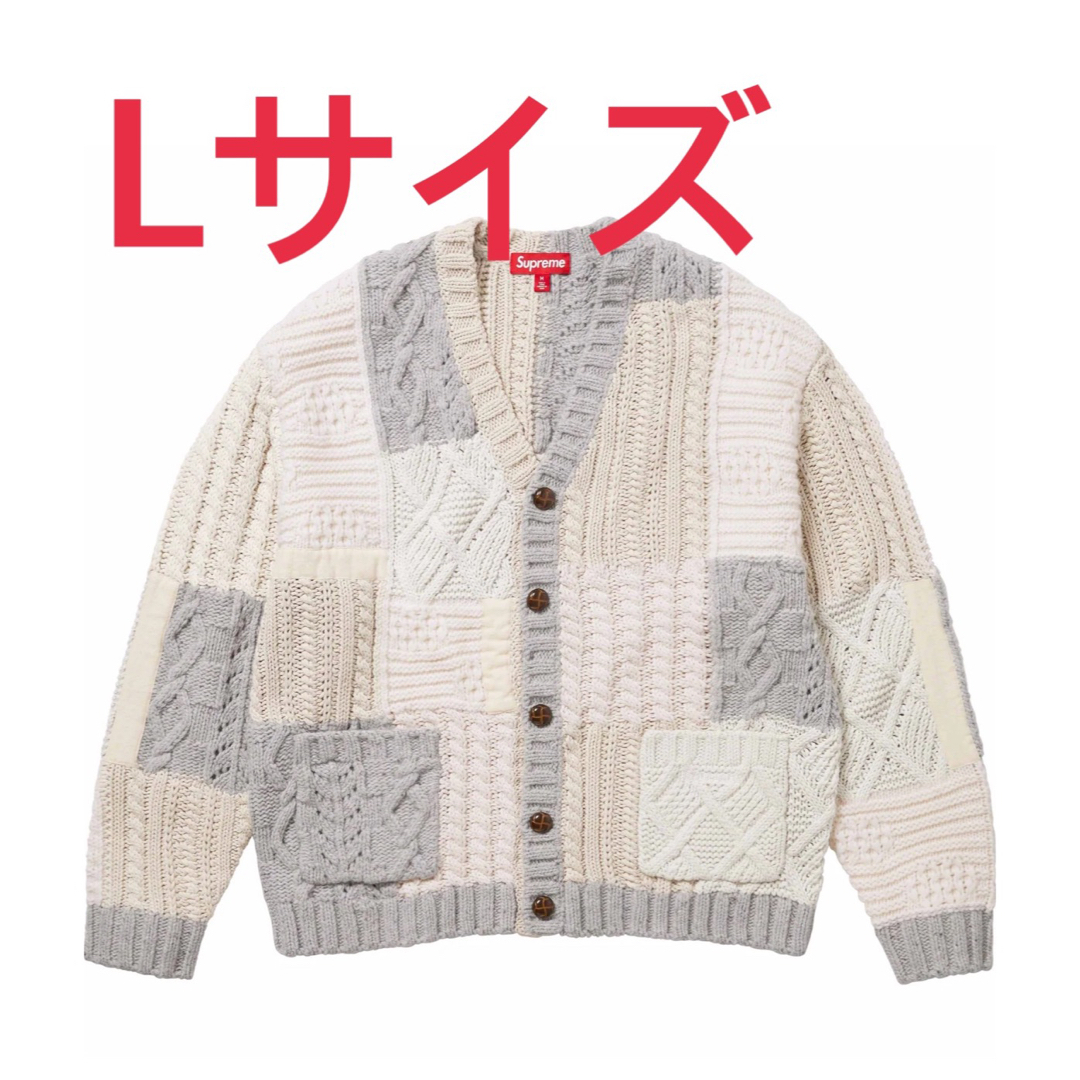 Patchwork Cable Knit Cardigan "Ivory"メンズ