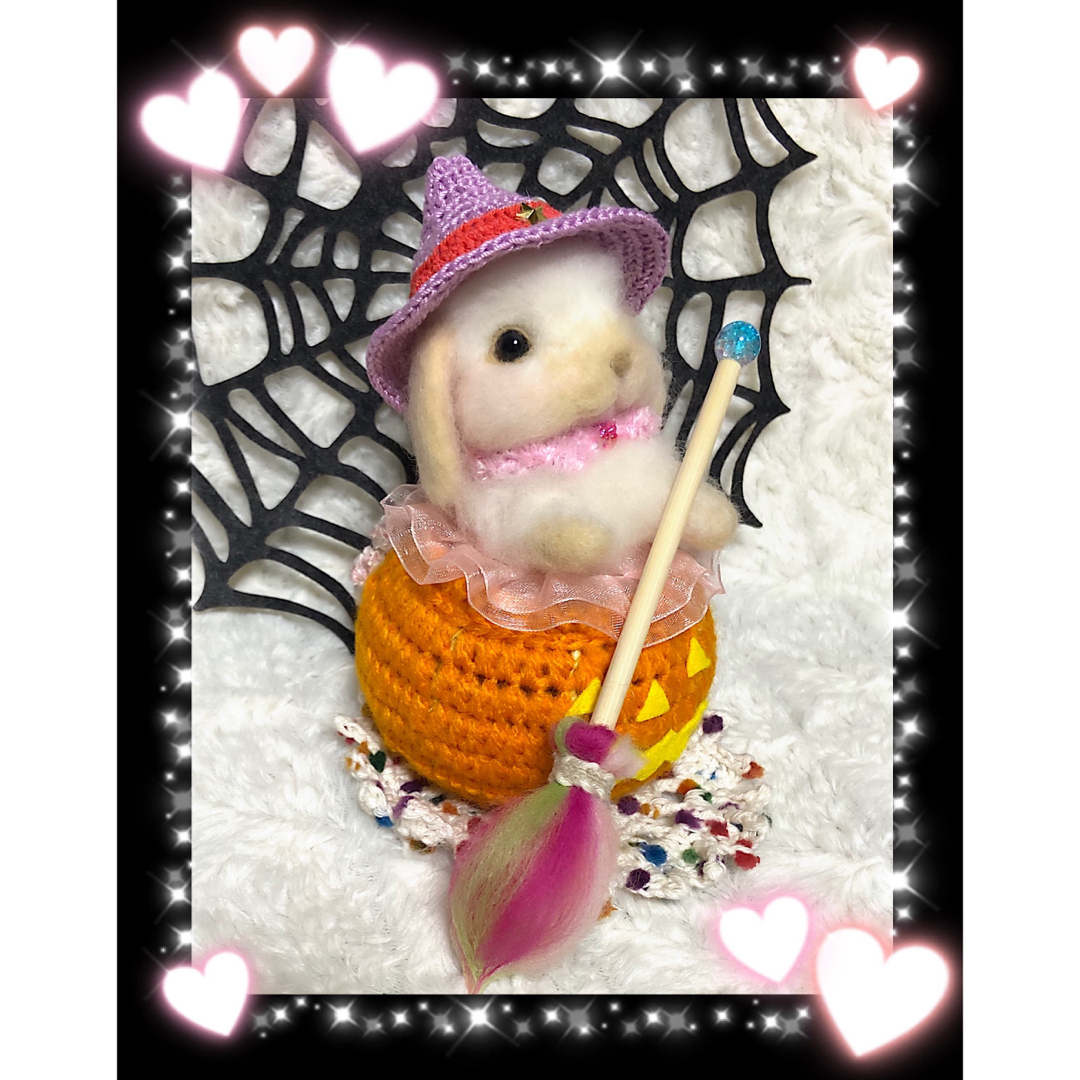 羊毛フェルト。ウサギ。ハロウィン