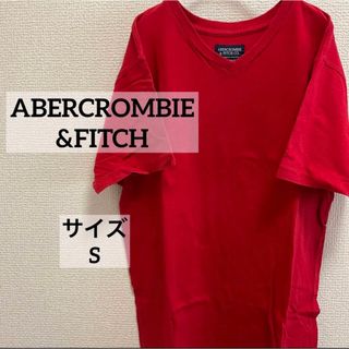 アバクロンビーアンドフィッチ(Abercrombie&Fitch)のアバクロンビー&フィッチ　Tシャツ　レッド　半袖　コットン100%　Vネック　S(Tシャツ(半袖/袖なし))