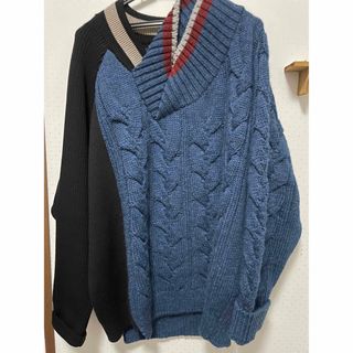 kolor 21aw クレイジーパターン ニット ドッキングニット - ニット 