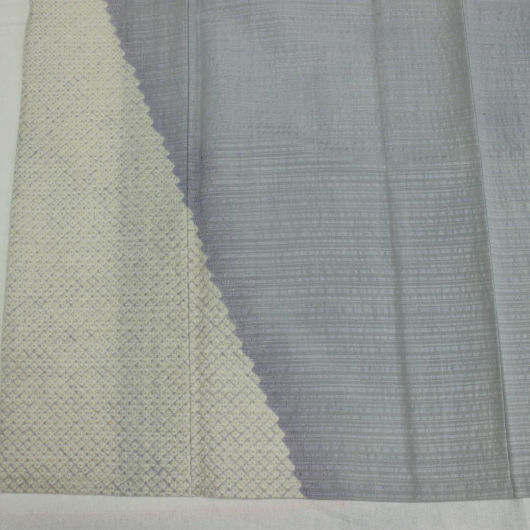 AC7393　単衣訪問着　164㎝　紫グレー藤井絞 レディースの水着/浴衣(着物)の商品写真