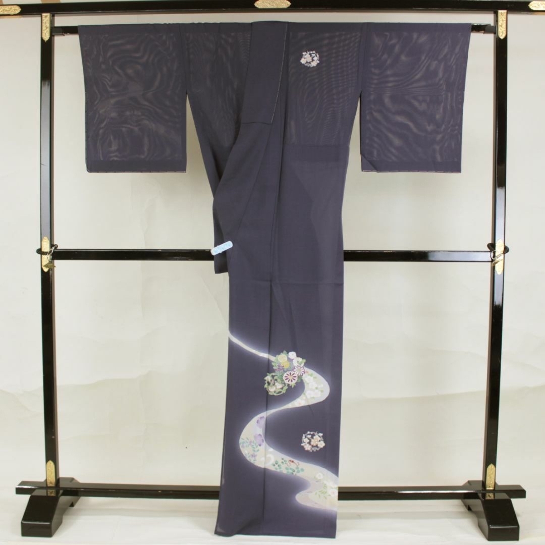 AC4992 夏物 仕付未使用訪問着 168cm 江戸紫花丸文の通販 by AC4992 夏物 仕付未使用訪問着 168cm 江戸紫花丸文の通販 by