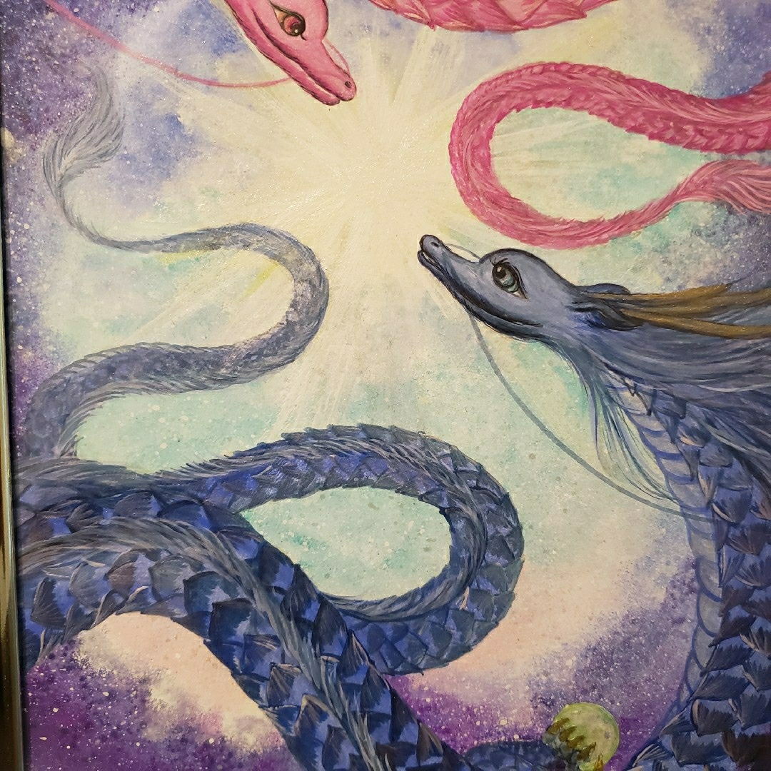 No.13 原画 龍神様 開運 絵画 龍神 金運 青龍 赤龍 風水