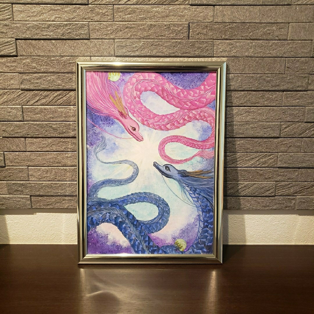No.13 原画 龍神様 開運 絵画 龍神 金運 青龍 赤龍 風水