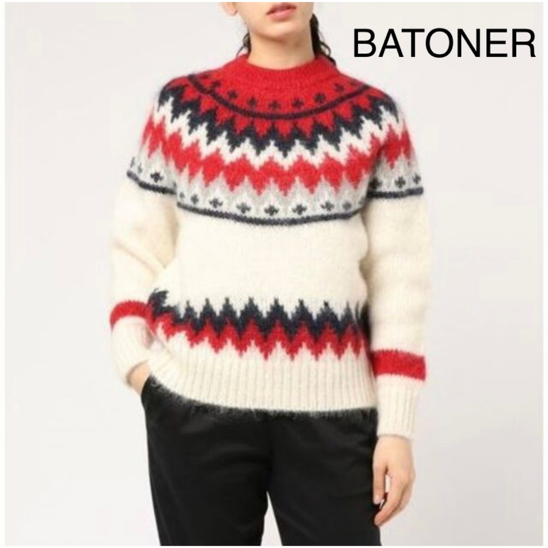 BATONER - 【美品】バトナー BATONER ノルディック柄 モヘヤ ニット