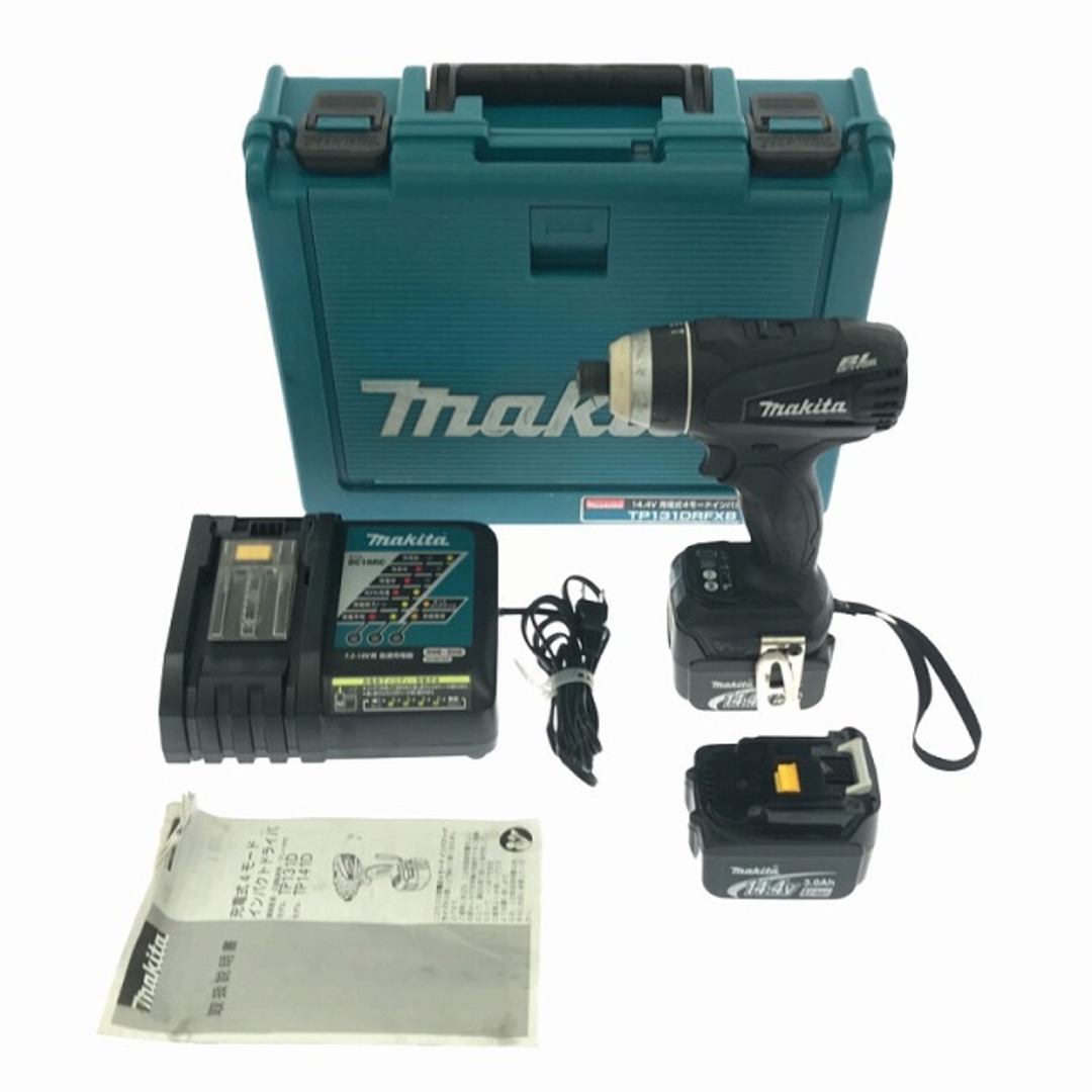 ☆品☆makita マキタ 14.4V 充電式4モードインパクトドライバ TP131DRFXB 黒 ブラック 充電器 3.0AH バッテリー2個 ケース 77142