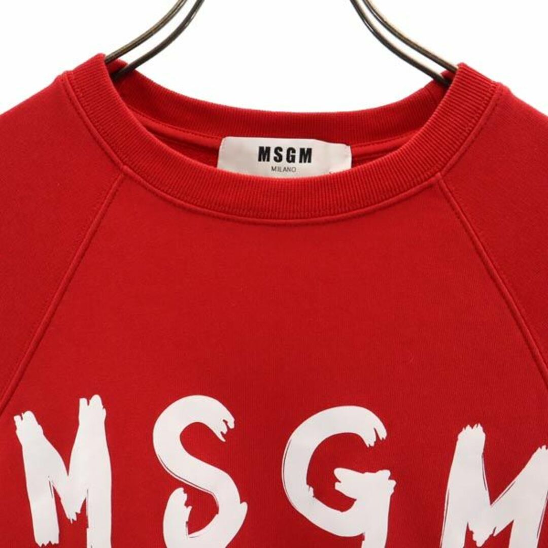 エムエスジーエム イタリア製 長袖 プリント スウェット XS レッド系 MSGM ロゴ トレーナー レディース 【中古】 【230909】