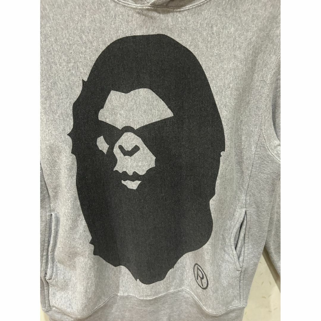 A bathing ape 猿ワッペンアシンメトリーパーカー ロゴ