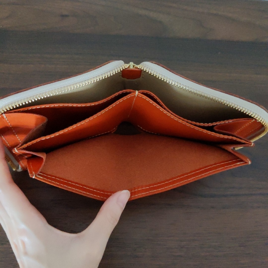 【色: ライトブラウン】HUKURO 二つ折り 大きく開く小さな 財布 メンズ