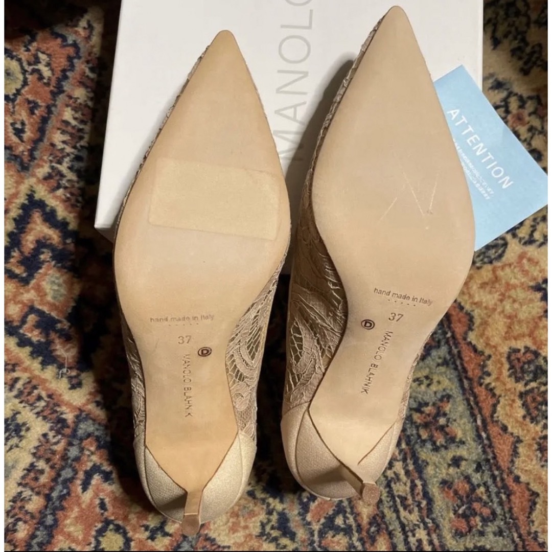 【美品】MANOLO BLAHNIK/マノロブラニク/レース/ブラック/37