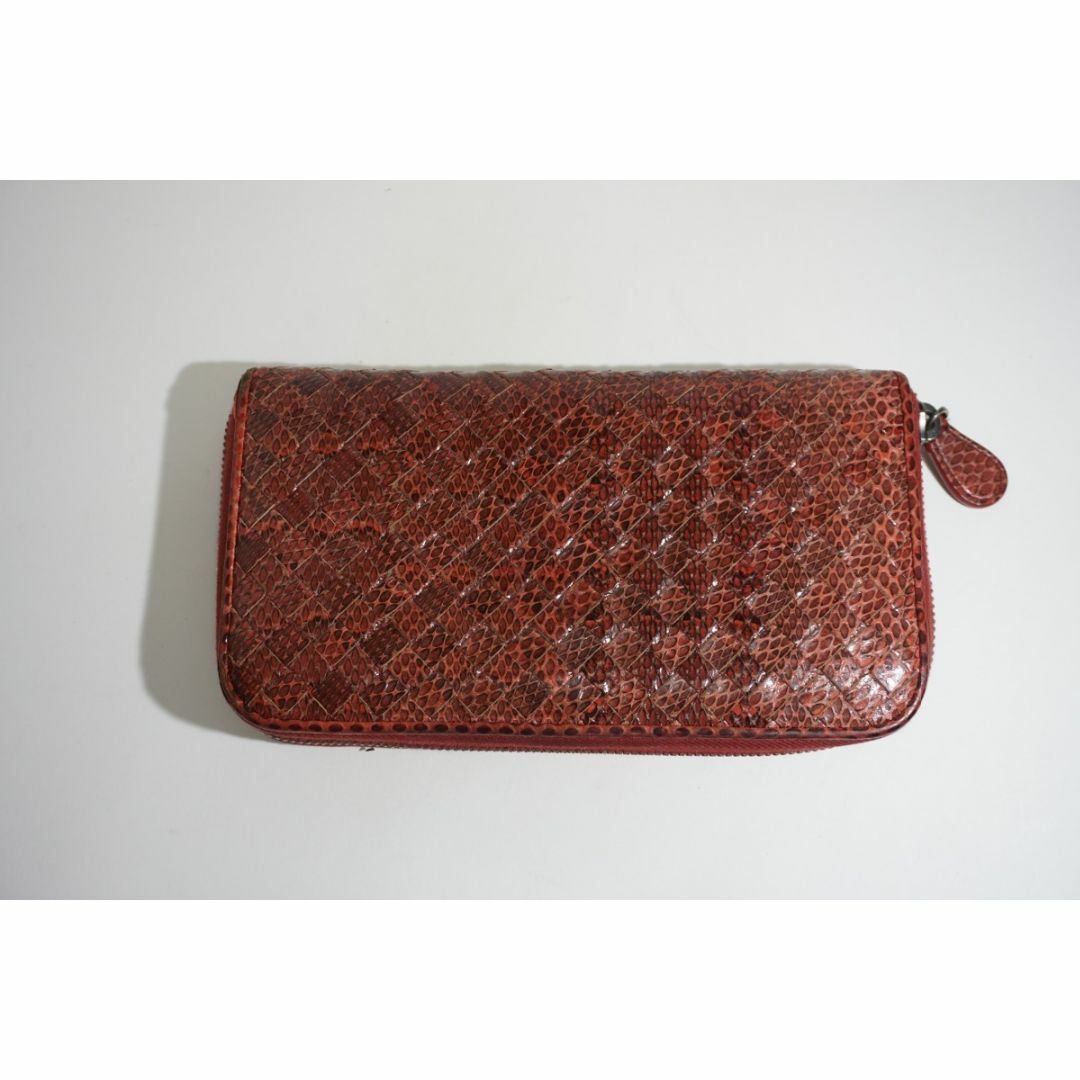 正規 BOTTEGA VENETA ラウンドジップ パイソン 長財布421N▲